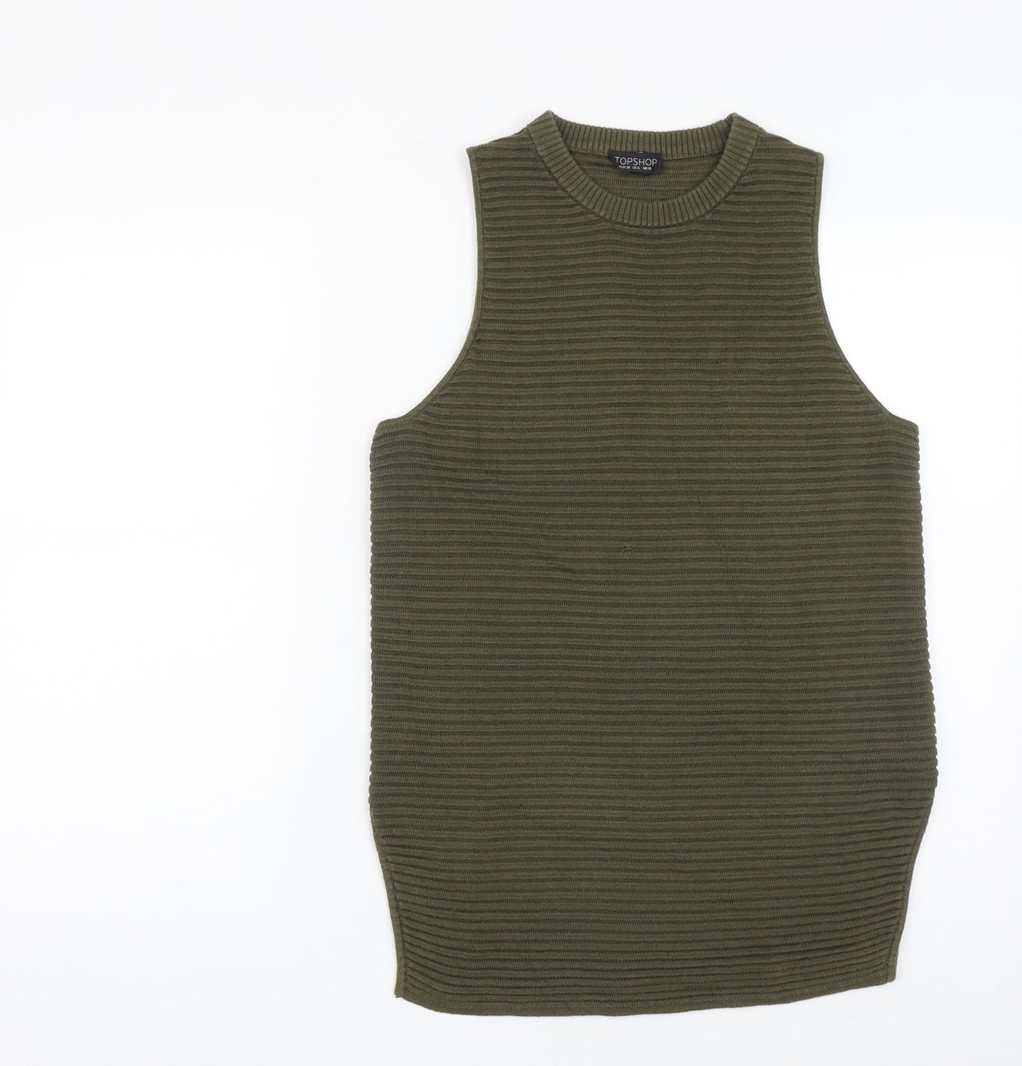 Womens UK Size 10 Topshop Green Basic Tank
