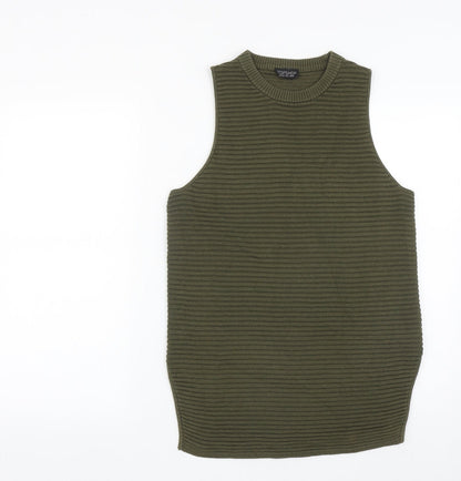 Womens UK Size 10 Topshop Green Basic Tank