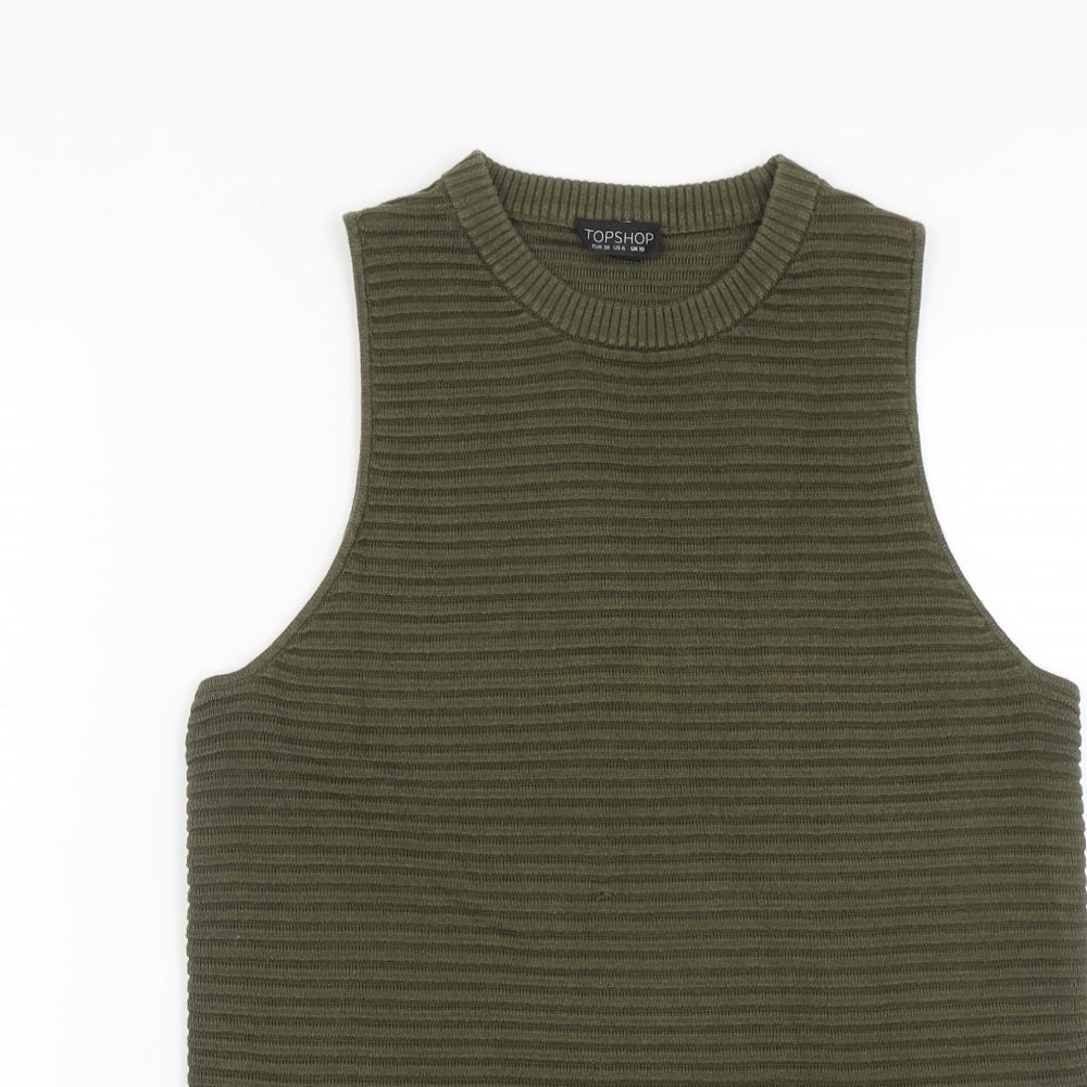 Womens UK Size 10 Topshop Green Basic Tank