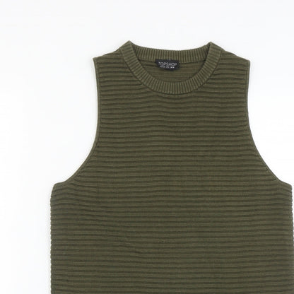 Womens UK Size 10 Topshop Green Basic Tank