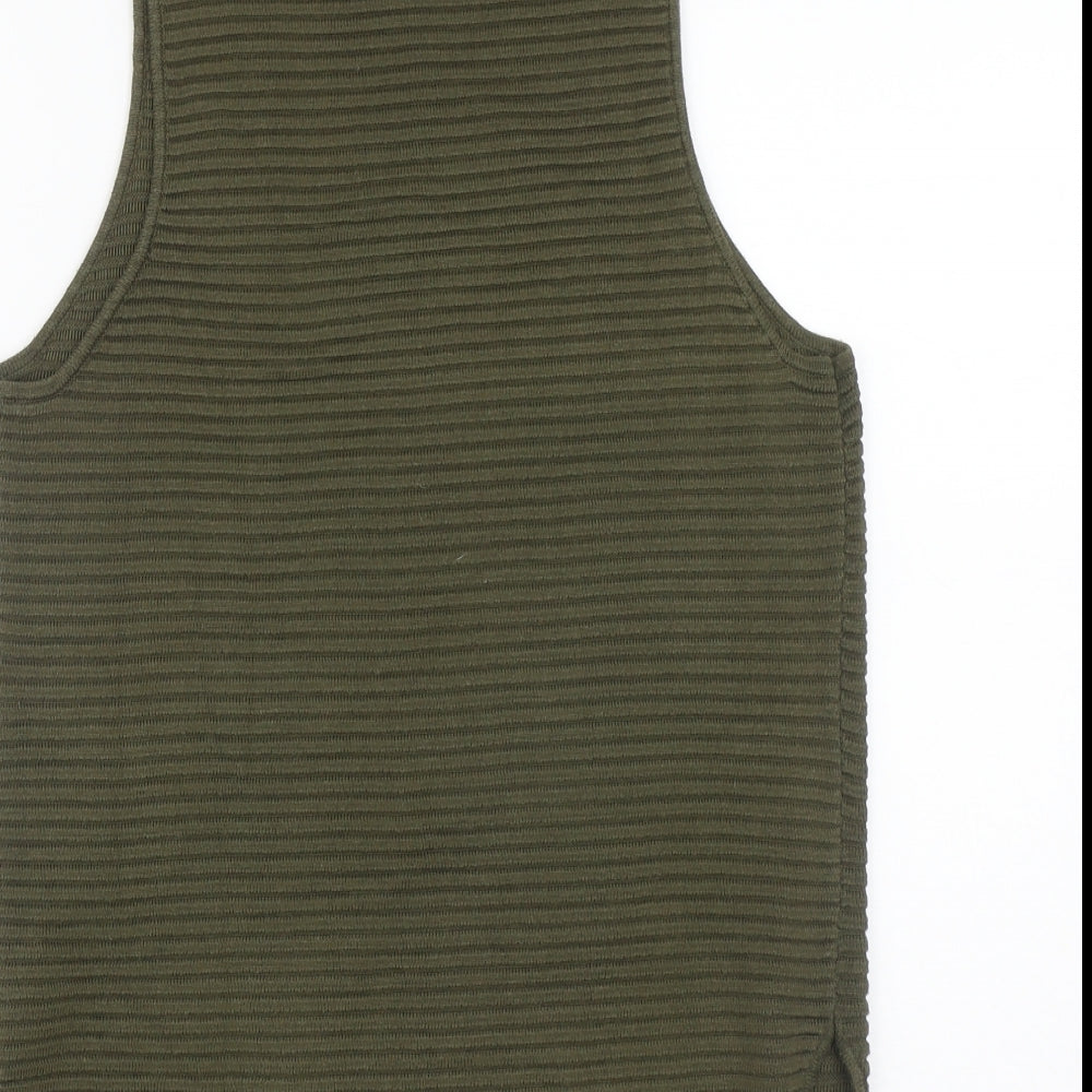 Womens UK Size 10 Topshop Green Basic Tank
