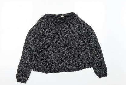 H&M Womens Black Round Neck  Cotton Pullover Jumper Size M