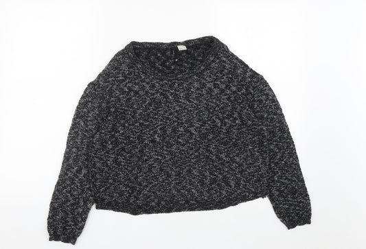 H&M Womens Black Round Neck  Cotton Pullover Jumper Size M