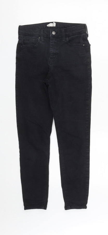 Topshop Womens Black  Cotton Cropped Jeans Size 26 in L24 in Regular Zip