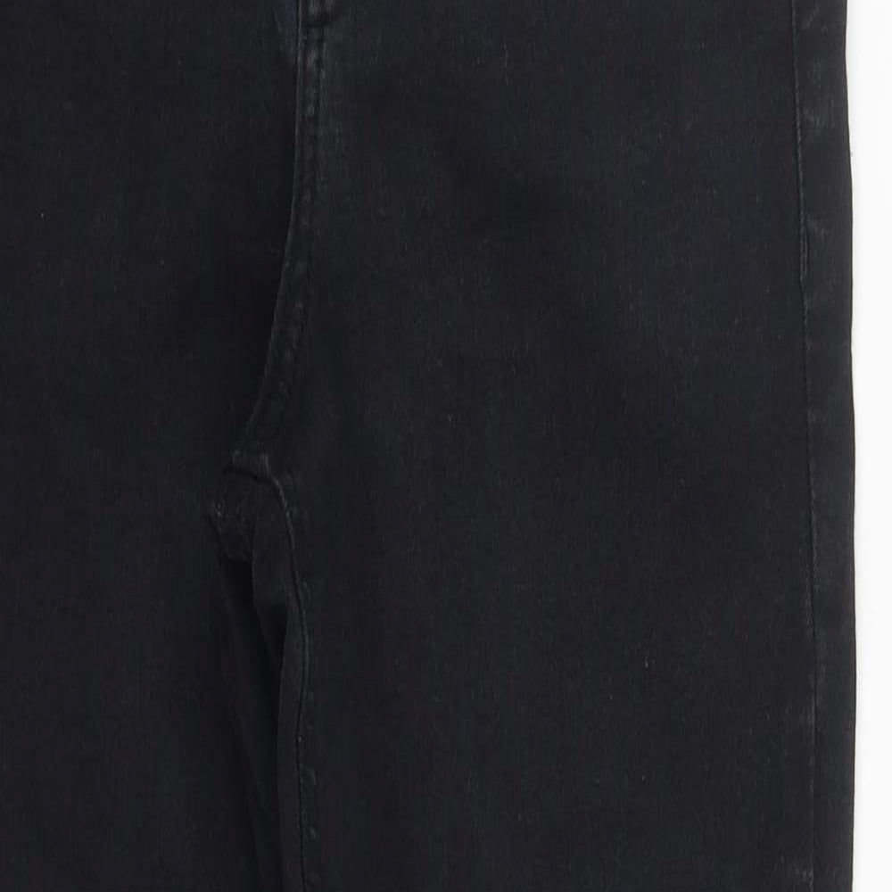 Topshop Womens Black  Cotton Cropped Jeans Size 26 in L24 in Regular Zip