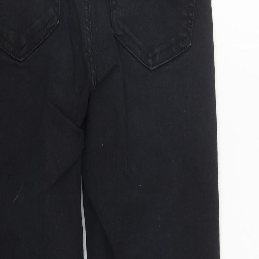 Topshop Womens Black  Cotton Cropped Jeans Size 26 in L24 in Regular Zip