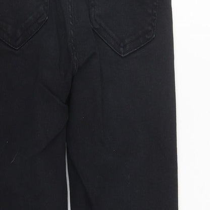 Topshop Womens Black  Cotton Cropped Jeans Size 26 in L24 in Regular Zip