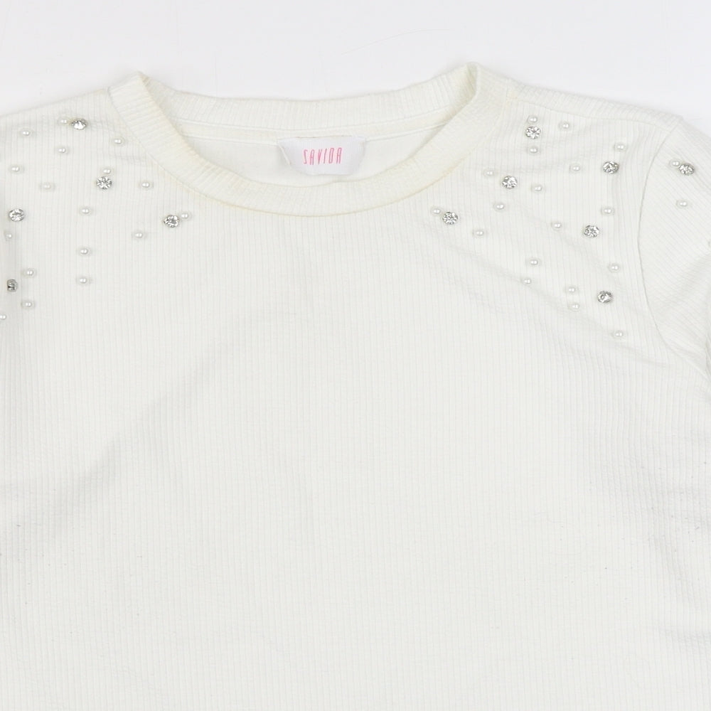 Womens UK Size XL Savida White Pullover Jumper