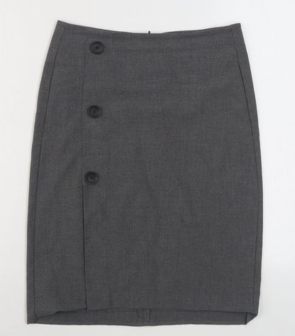 Bershka Womens Grey  Polyester Straight & Pencil Skirt Size M   Zip