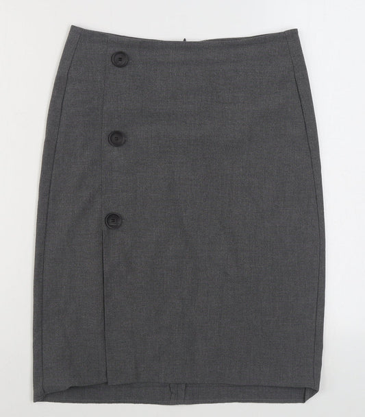 Bershka Womens Grey  Polyester Straight & Pencil Skirt Size M   Zip