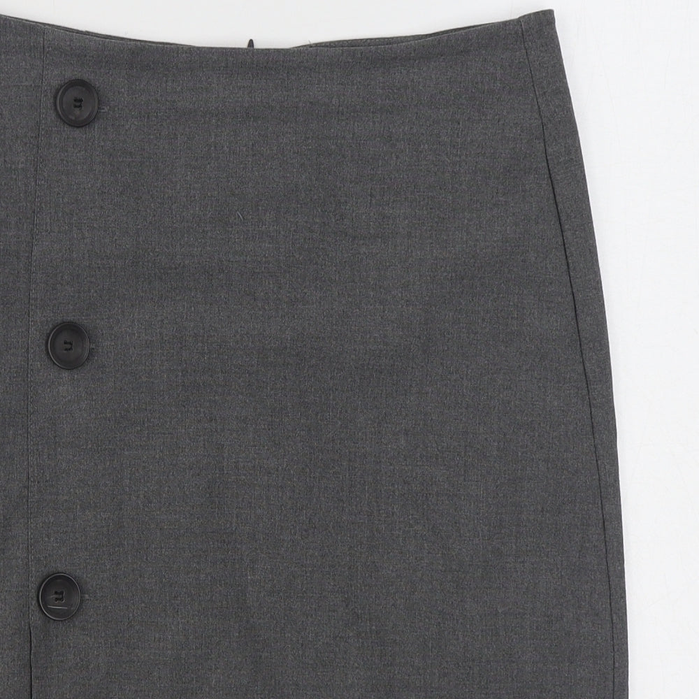 Bershka Womens Grey  Polyester Straight & Pencil Skirt Size M   Zip