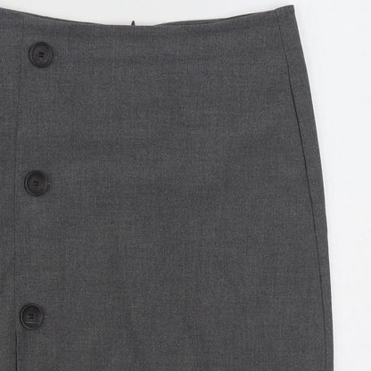 Bershka Womens Grey  Polyester Straight & Pencil Skirt Size M   Zip