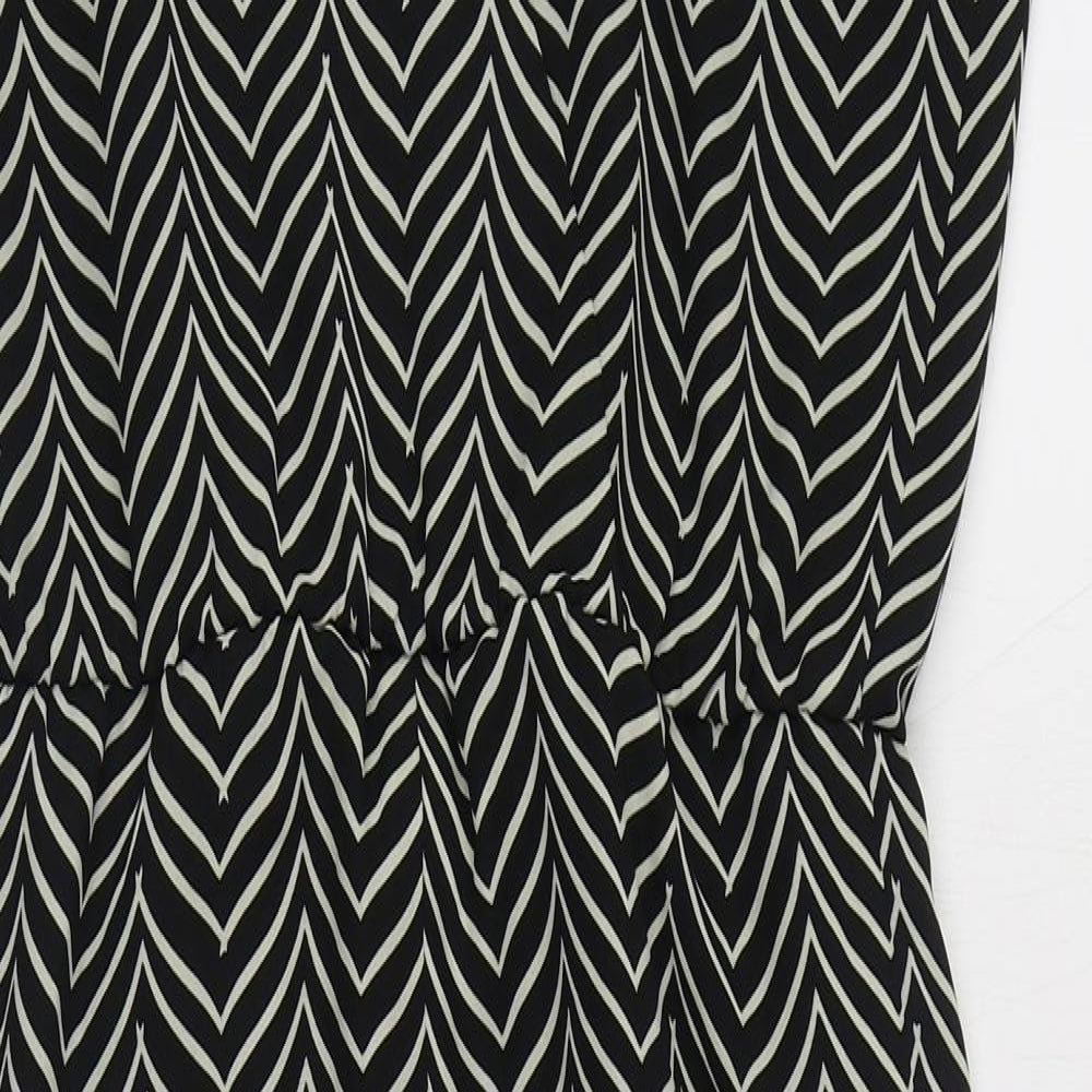 NEXT Womens Black Herringbone Polyester Sheath  Size 8  V-Neck Pullover