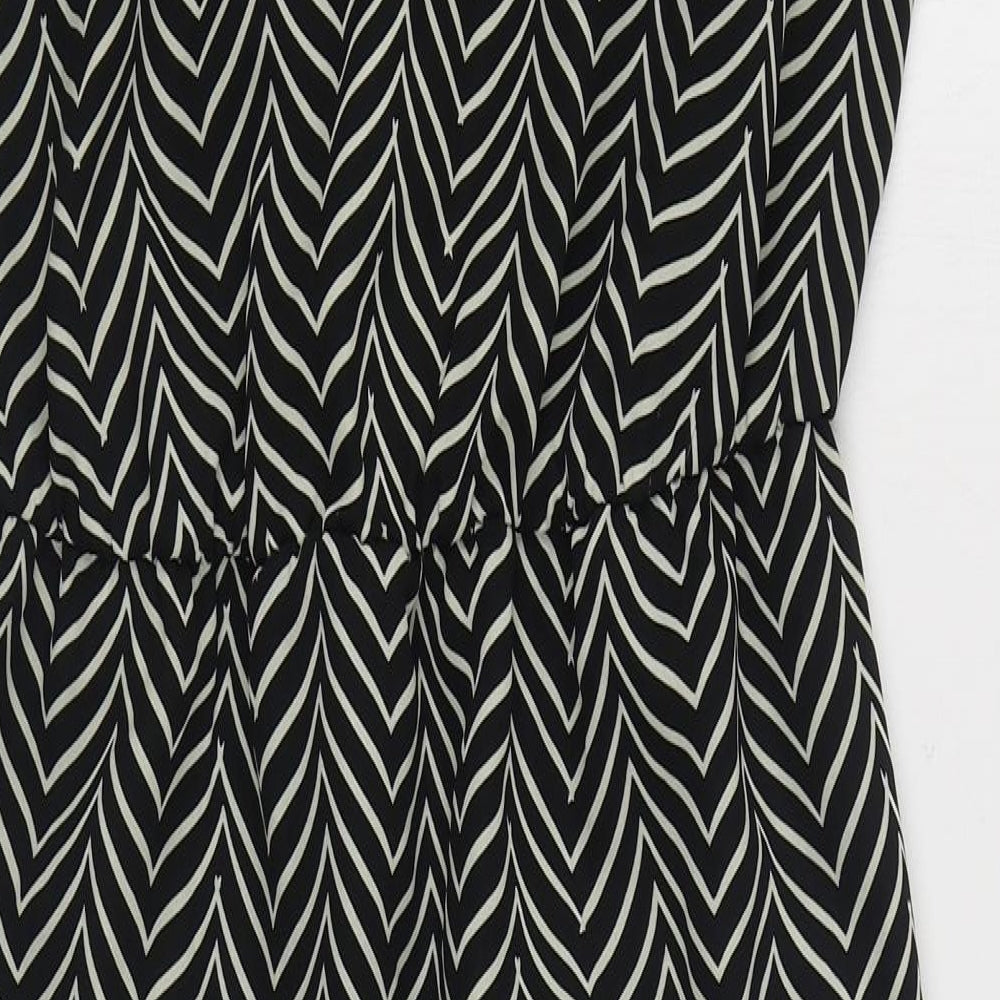 NEXT Womens Black Herringbone Polyester Sheath  Size 8  V-Neck Pullover