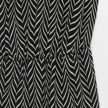 NEXT Womens Black Herringbone Polyester Sheath  Size 8  V-Neck Pullover