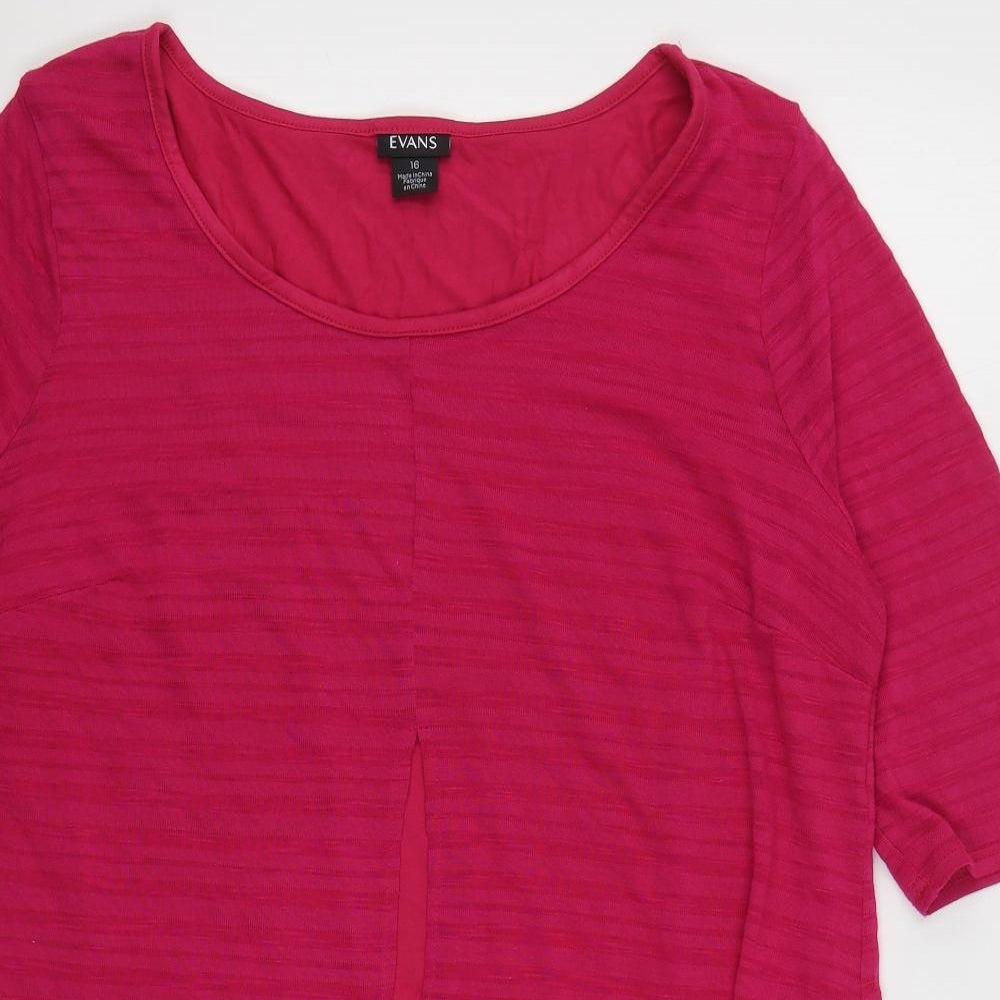 Evans Womens Pink  Polyester Jumper Dress  Size 16  Scoop Neck Pullover