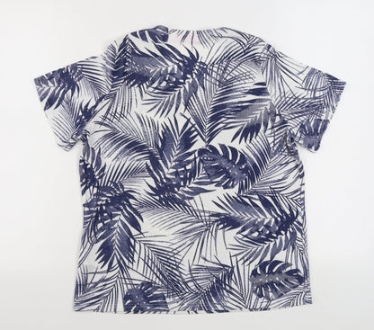 Julipa Womens Blue Floral Polyester Basic T-Shirt Size 12 Scoop Neck