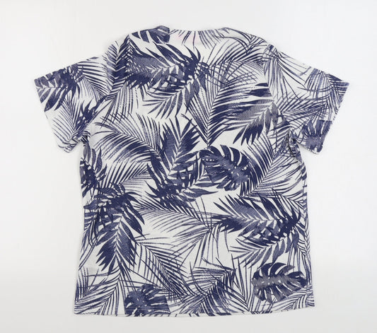 Julipa Womens Blue Floral Polyester Basic T-Shirt Size 12 Scoop Neck