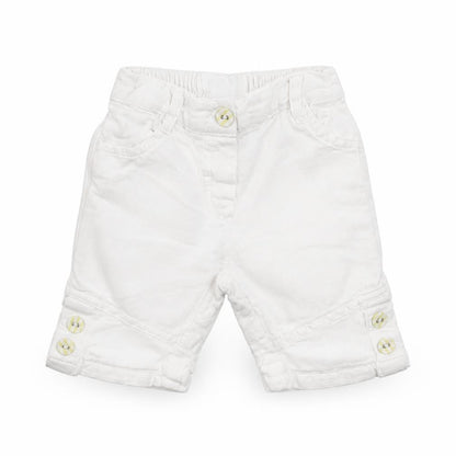 NEXT Girls White  Cotton Cropped Trousers Size 3-6 Months  Button