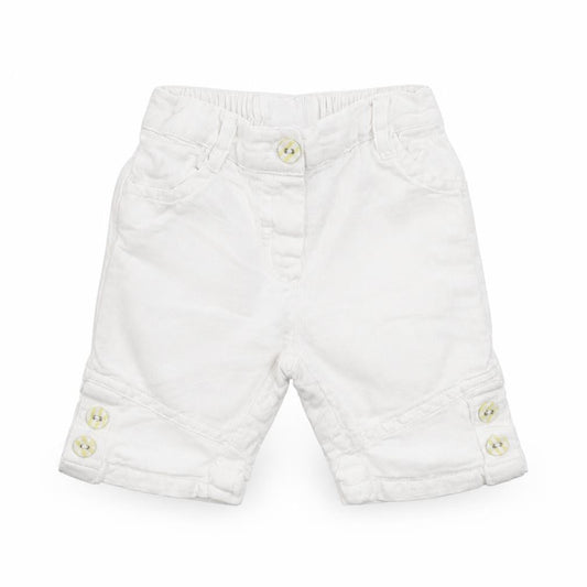 NEXT Girls White  Cotton Cropped Trousers Size 3-6 Months  Button
