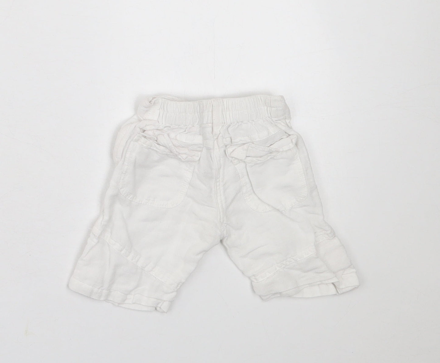 NEXT Girls White  Cotton Cropped Trousers Size 3-6 Months  Button