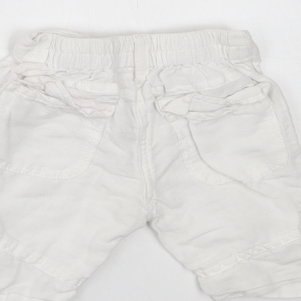 NEXT Girls White  Cotton Cropped Trousers Size 3-6 Months  Button