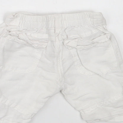 NEXT Girls White  Cotton Cropped Trousers Size 3-6 Months  Button