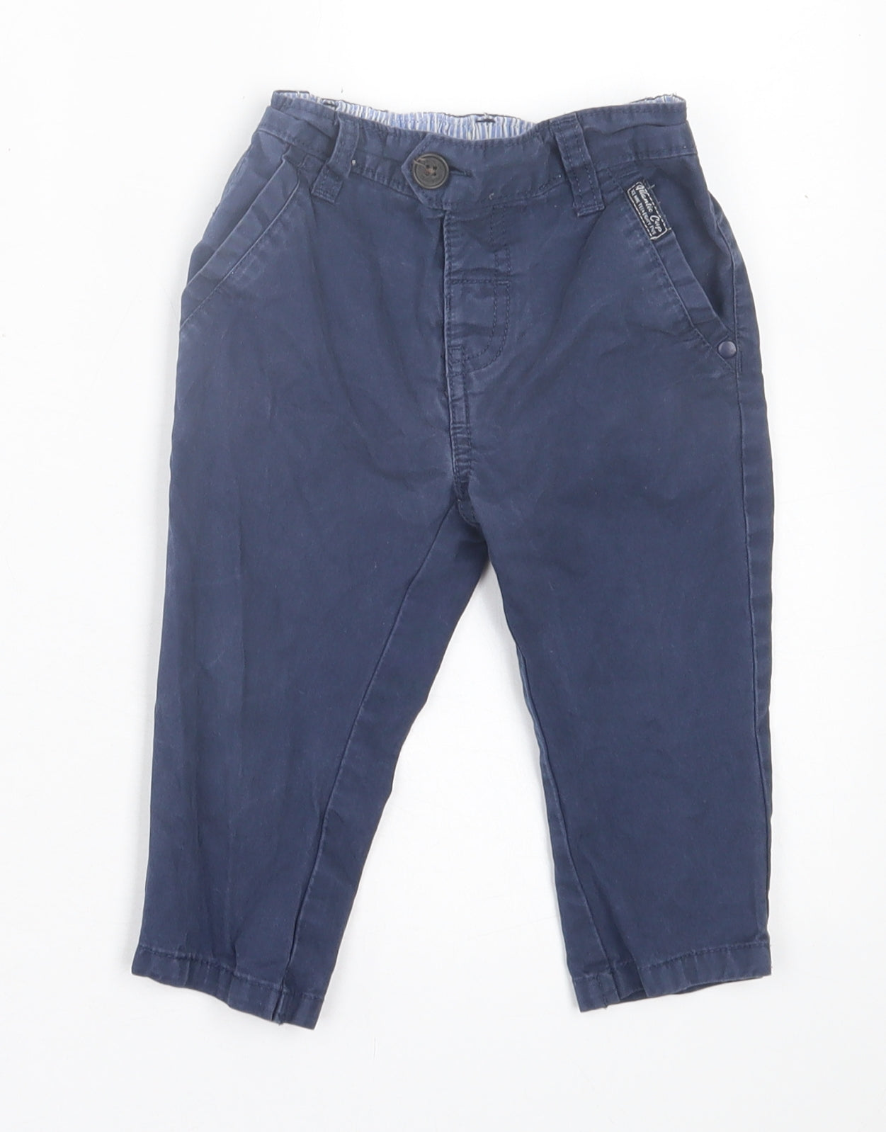 wollesbabes Boys Blue  Cotton Capri Trousers Size 12-18 Months  Button