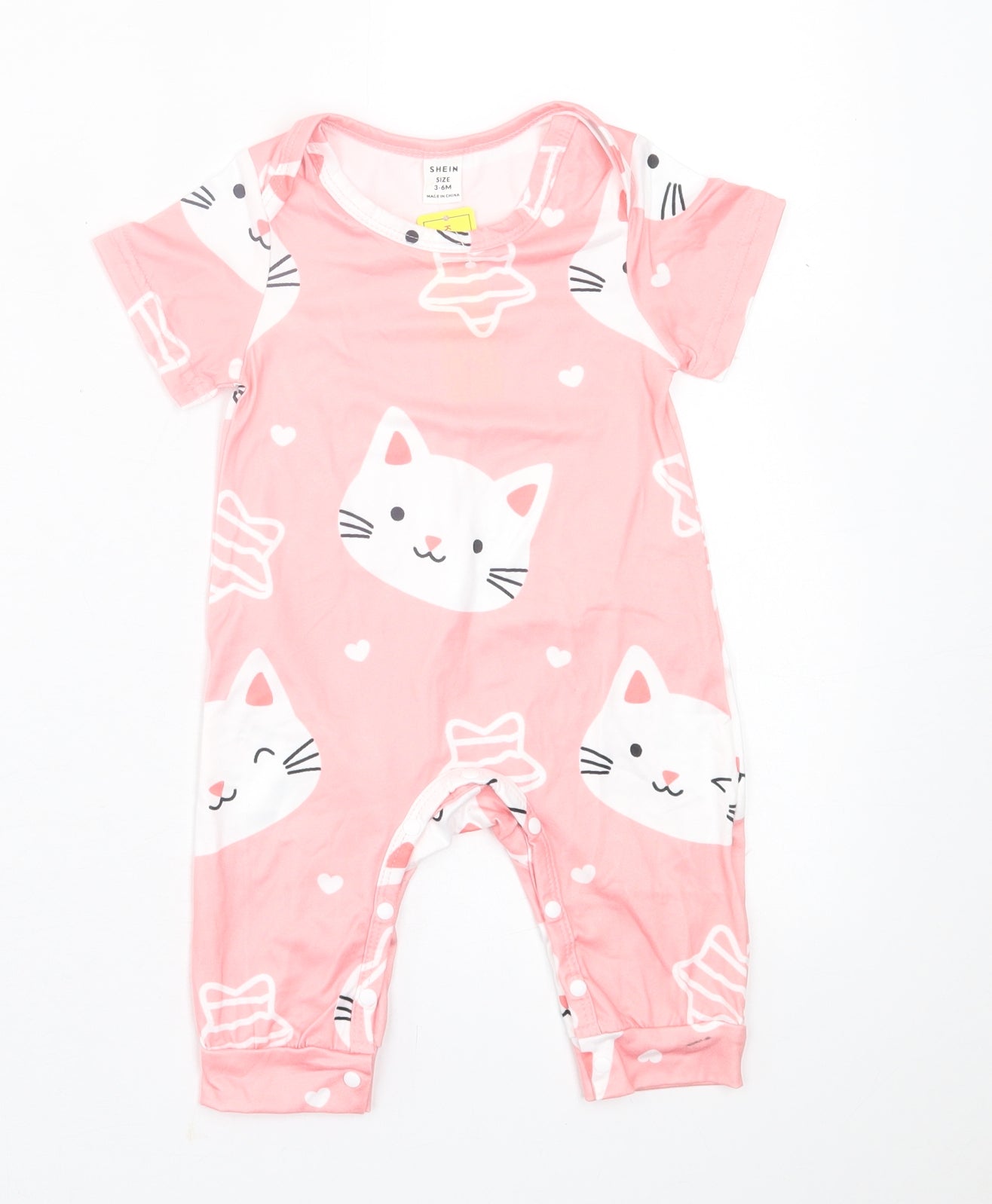 SheIn Girls Pink Geometric Polyester Cami One Piece Size 3-6 Months  Button