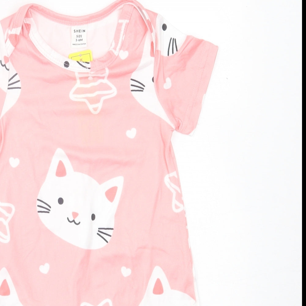 SheIn Girls Pink Geometric Polyester Cami One Piece Size 3-6 Months  Button