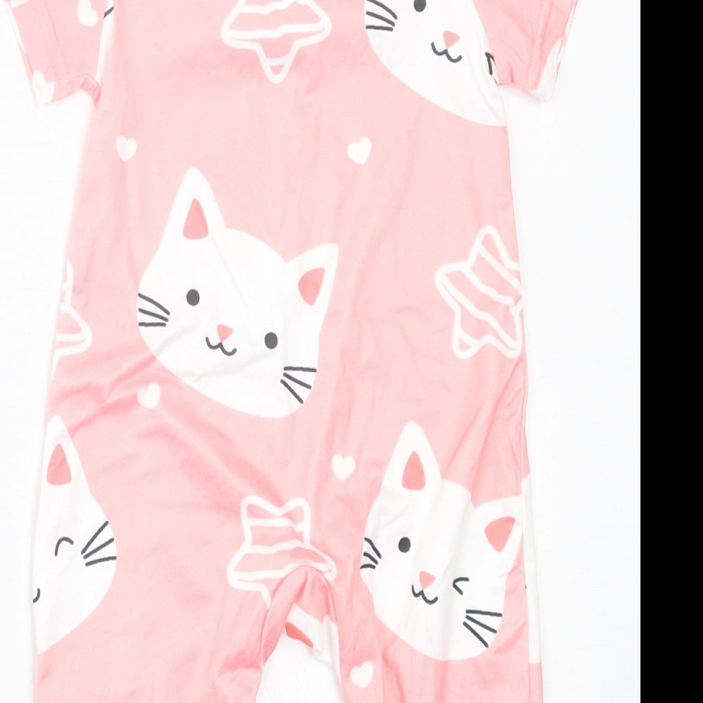 SheIn Girls Pink Geometric Polyester Cami One Piece Size 3-6 Months  Button