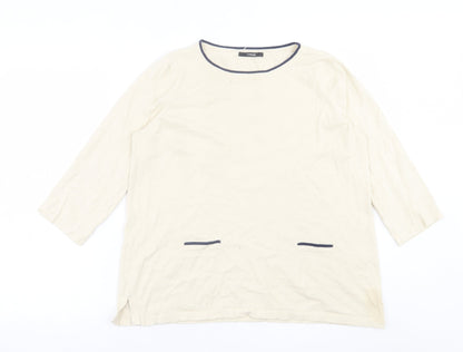 George Womens Ivory Crew Neck  Cotton Pullover Jumper Size 16