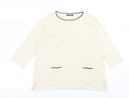 George Womens Ivory Crew Neck  Cotton Pullover Jumper Size 16