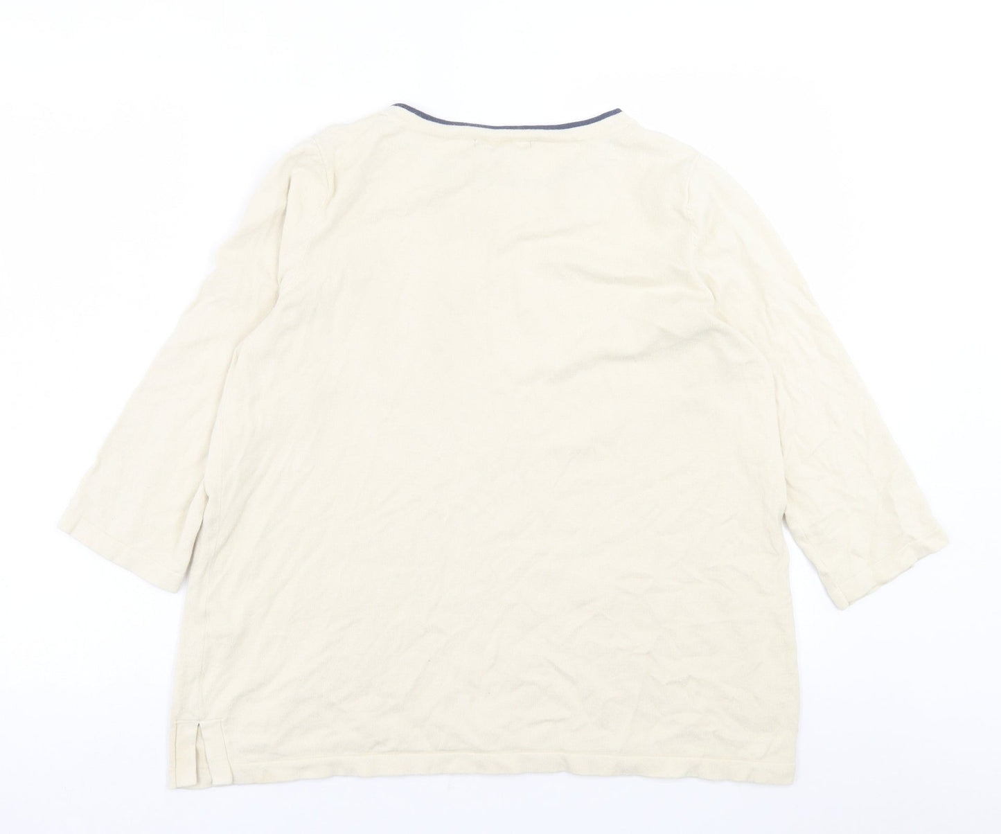 George Womens Ivory Crew Neck  Cotton Pullover Jumper Size 16