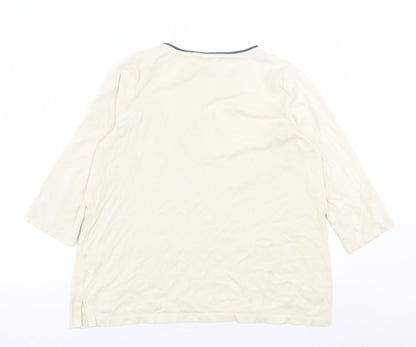 George Womens Ivory Crew Neck  Cotton Pullover Jumper Size 16