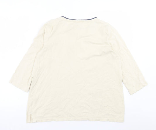 George Womens Ivory Crew Neck  Cotton Pullover Jumper Size 16