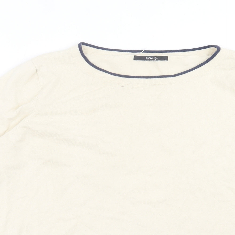 George Womens Ivory Crew Neck  Cotton Pullover Jumper Size 16