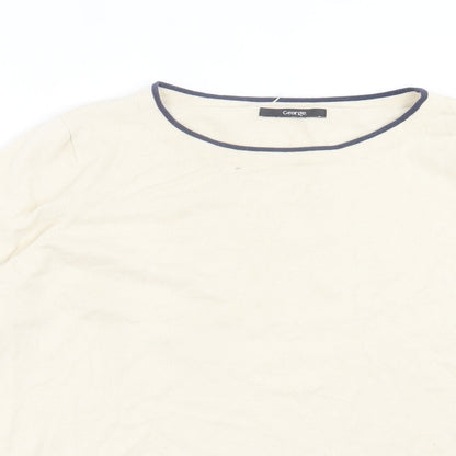 George Womens Ivory Crew Neck  Cotton Pullover Jumper Size 16
