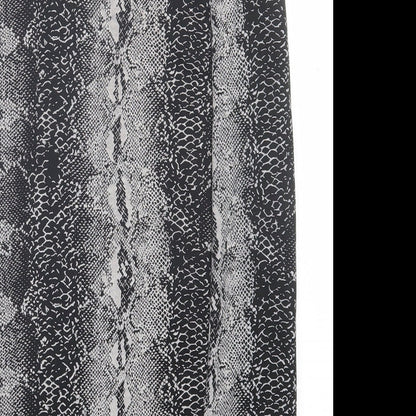 New Look Womens Grey Animal Print Polyester A-Line Skirt Size 8   Button