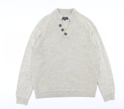 EAST Girls Beige V-Neck  Acrylic Pullover Jumper Size L  Pullover