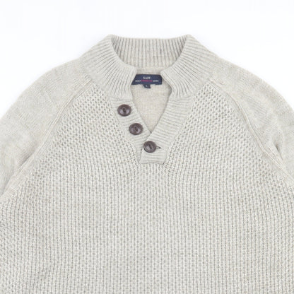 EAST Girls Beige V-Neck  Acrylic Pullover Jumper Size L  Pullover