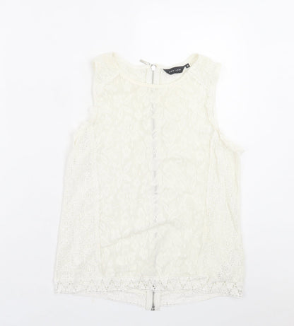 Womens UK Size 10 New Look Ivory Basic Tank