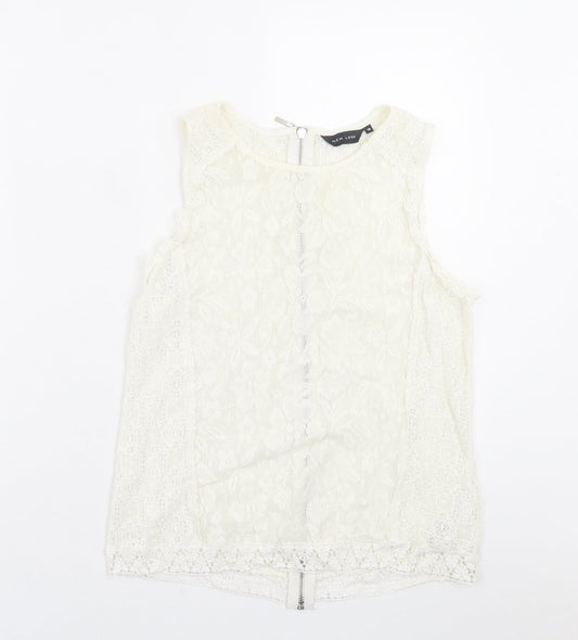 Womens UK Size 10 New Look Ivory Basic Tank