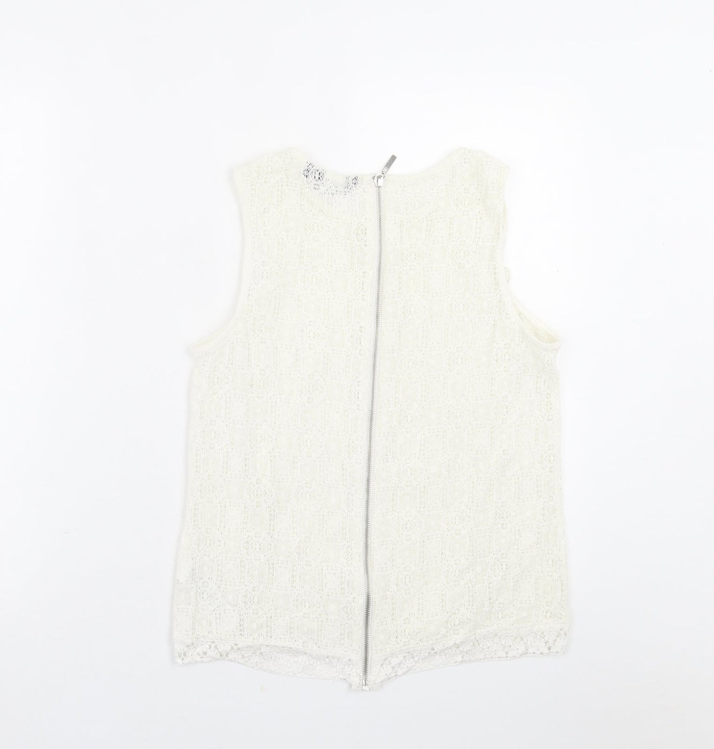 Womens UK Size 10 New Look Ivory Basic Tank