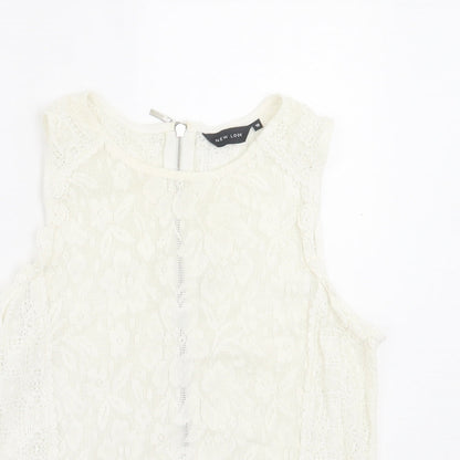 Womens UK Size 10 New Look Ivory Basic Tank