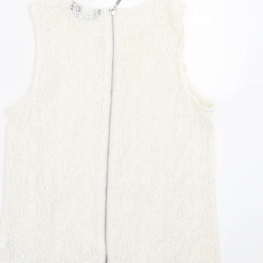 Womens UK Size 10 New Look Ivory Basic Tank