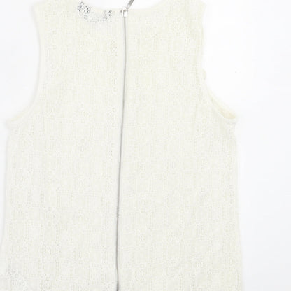 Womens UK Size 10 New Look Ivory Basic Tank