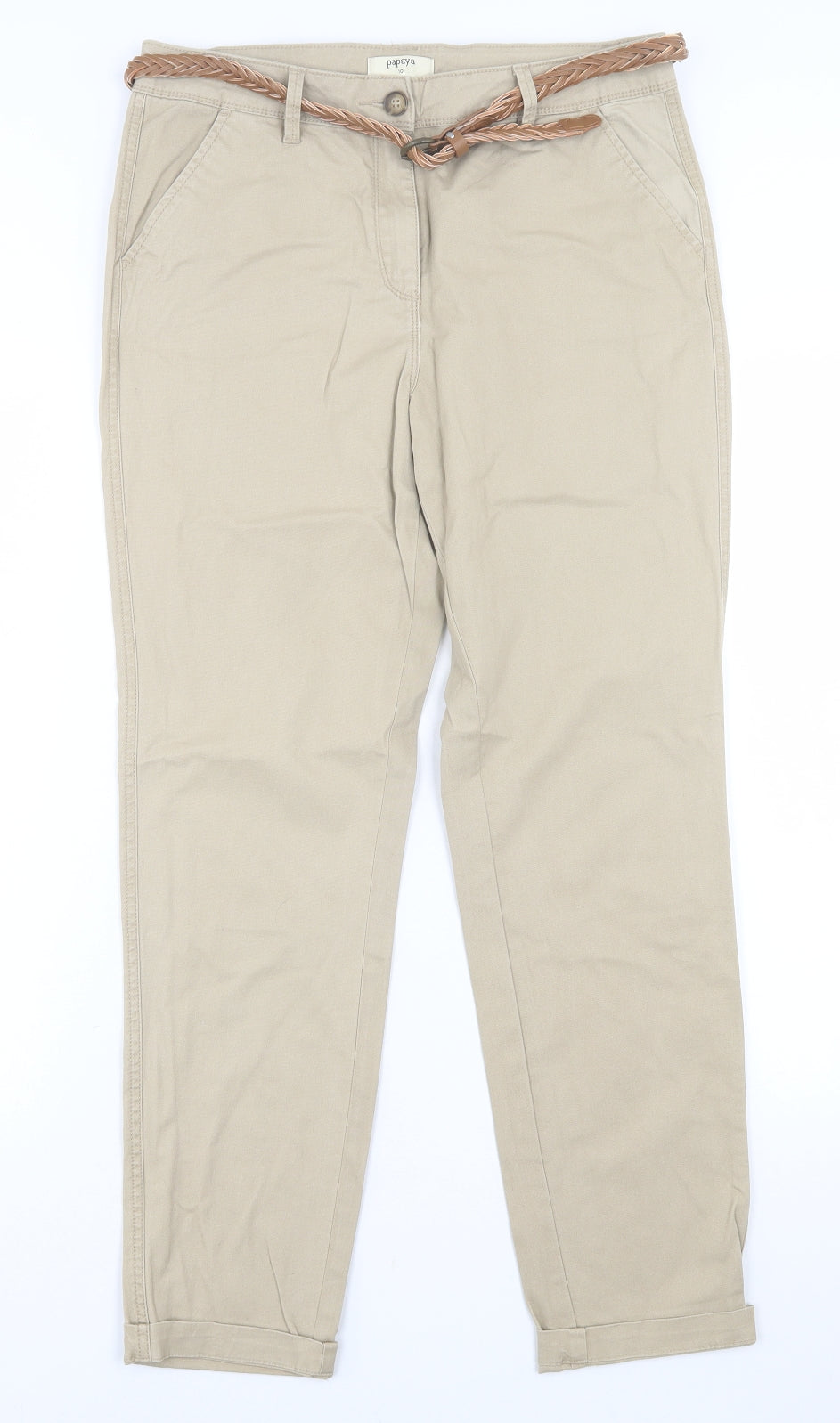 Womens UK Size 10 Papaya Regular Fit Straight Beige Jeans