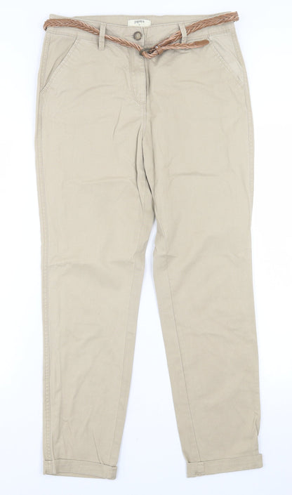 Womens UK Size 10 Papaya Regular Fit Straight Beige Jeans