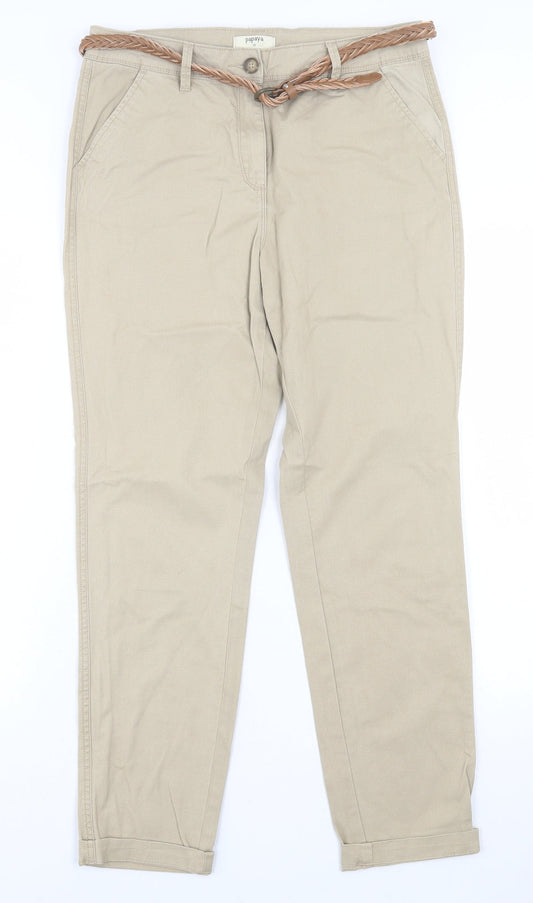 Womens UK Size 10 Papaya Regular Fit Straight Beige Jeans